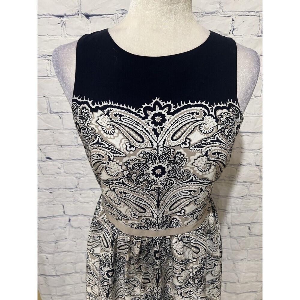 Ann Taylor Loft Dress Blue Multicolor Paisley Lined Sleeveless Career Casual 2P - Picture 2 of 6
